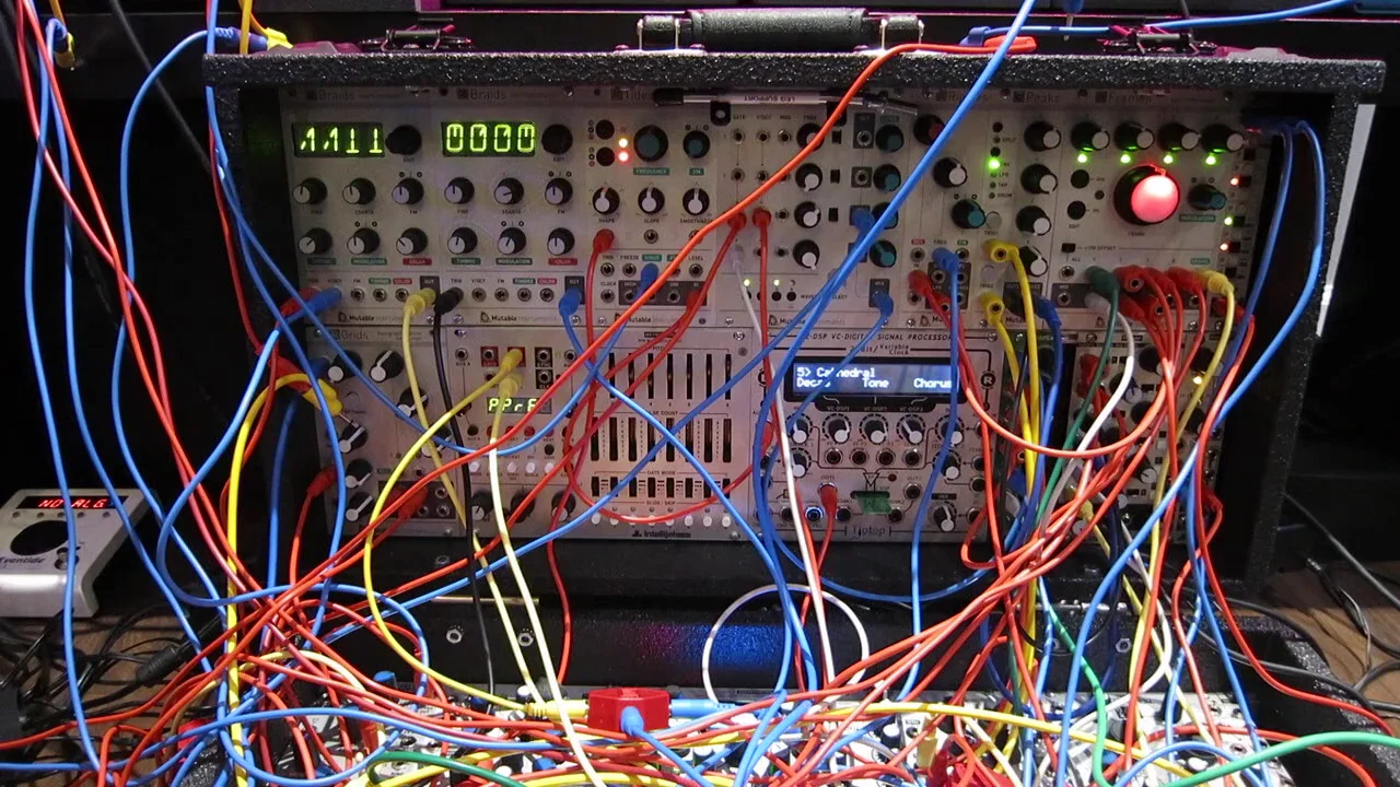 First patch with the Mutable Instruments Frames,Tides and Peaks modules  (BoC Inspired)