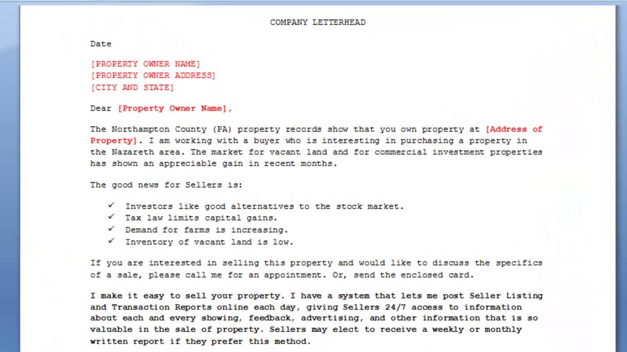 Real Estate Marketing Letter Template for Farming and Prospecting ...