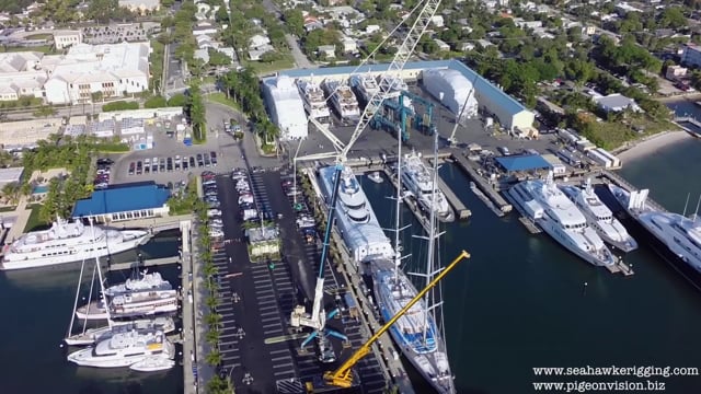 Superyacht mast pulled, filmed by a Drone. This is Superyachting.