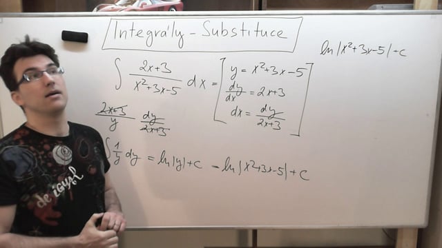 Substituce - integrály vedoucí na logaritmus