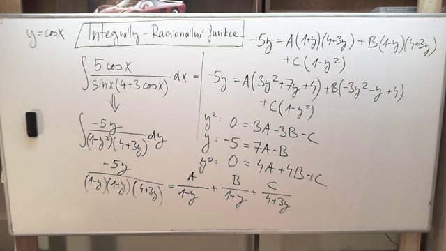 Integrace racionálních funkcí - goniometrická substituce vedoucí na racionální funkci