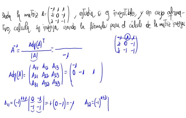 Inclinarse uvas Clasificar Inversa de una matriz 3x3 (Fórmula)(2).avi in Matrices on Vimeo