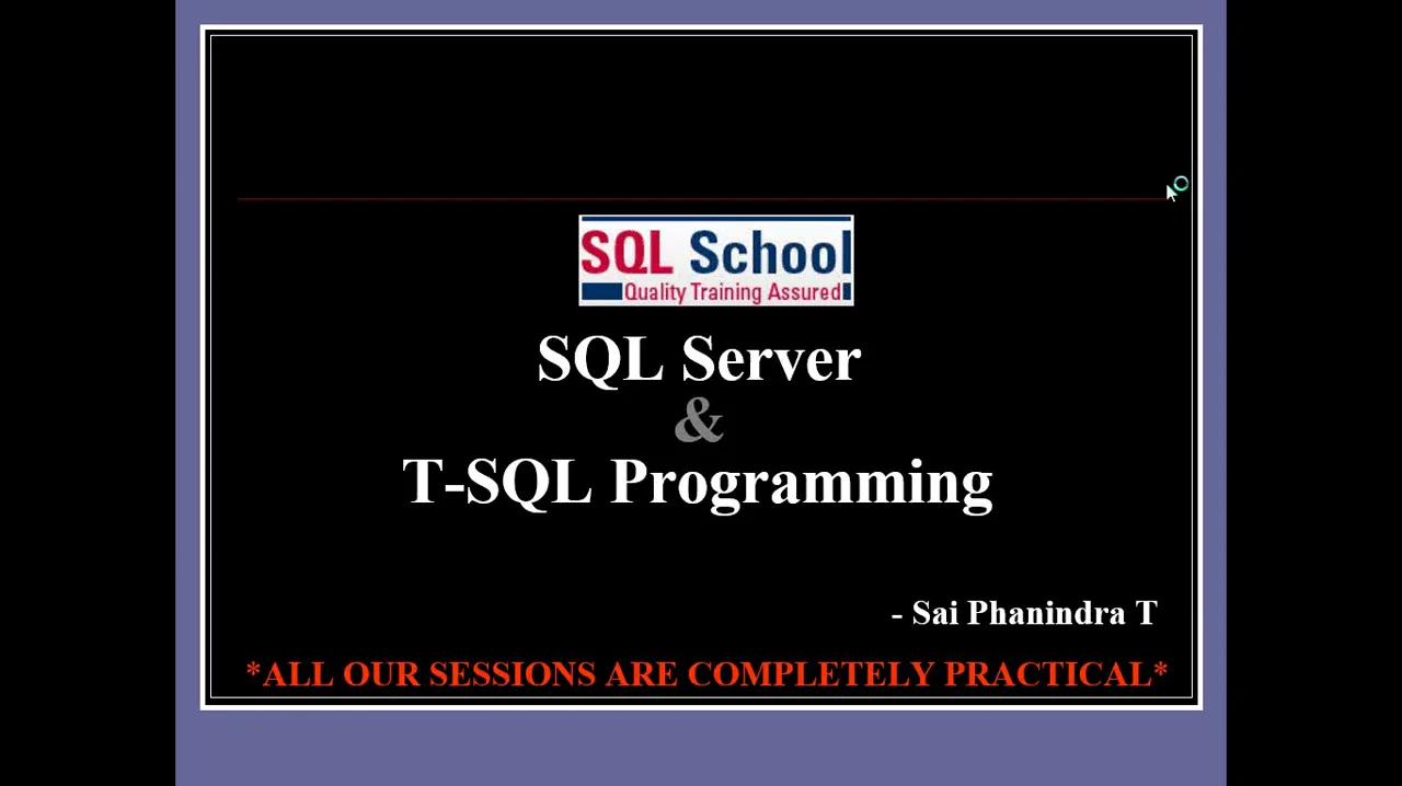 T-SQL & SQL Server Training (SQL Dev) from www.sqlschool.com on Vimeo