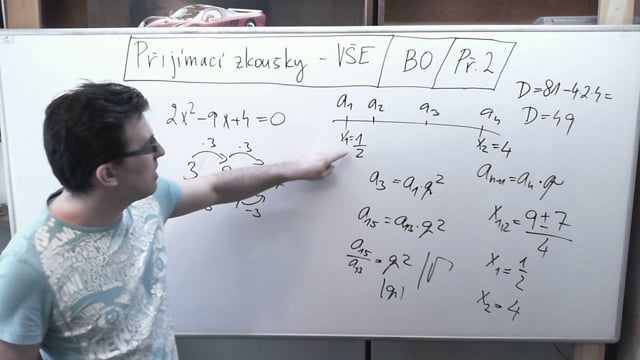 VŠE - Příklad 2 - Kvadratická rovnice a geometrická posloupnost