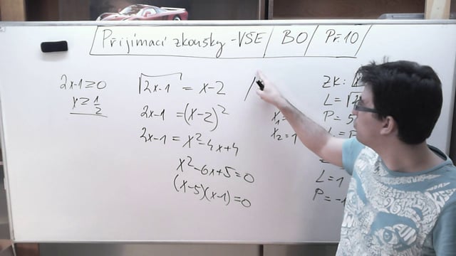 VŠE - Příklad 10 - Iracionální rovnice