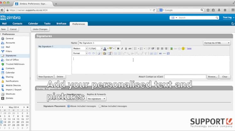 Training - Zimbra - Creating a signature on Vimeo