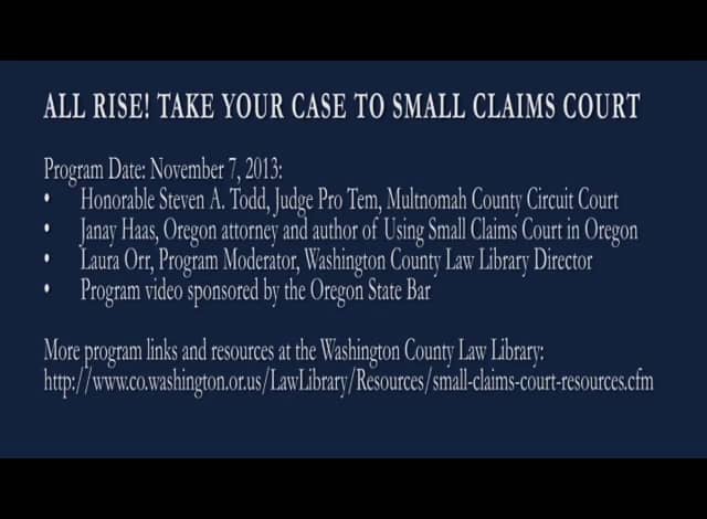 All Rise Take Your Case to Oregon Small Claims Court on Vimeo