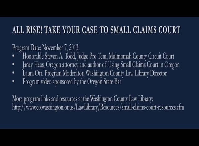 All Rise! Take Your Case to Oregon Small Claims Court on Vimeo