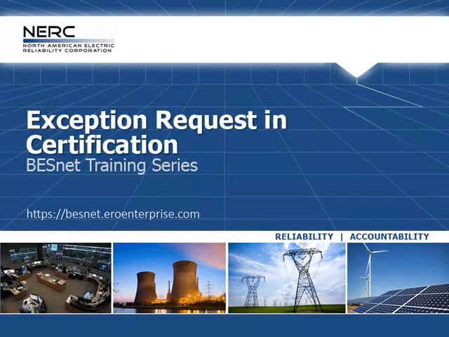 BES Definition Exclusions - Exception Request in Certification on Vimeo