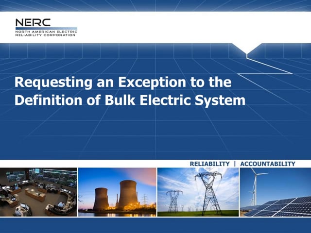 Requesting an Exception to the Definition of Bulk Electric System