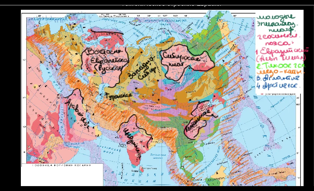Тектоническая карта евразии 7 класс