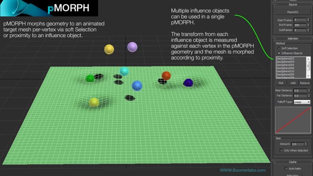 Boomer Labs  pMorph - Particles set as proximity source to locally morph geometry