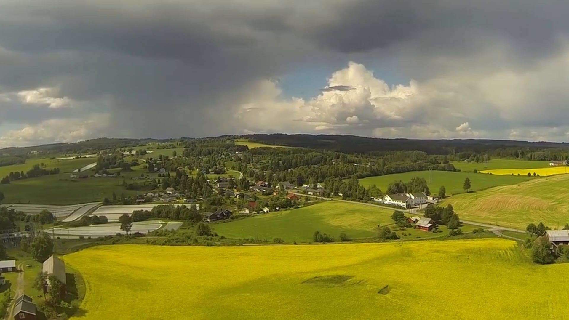 Chasing storm clouds and yellow fields