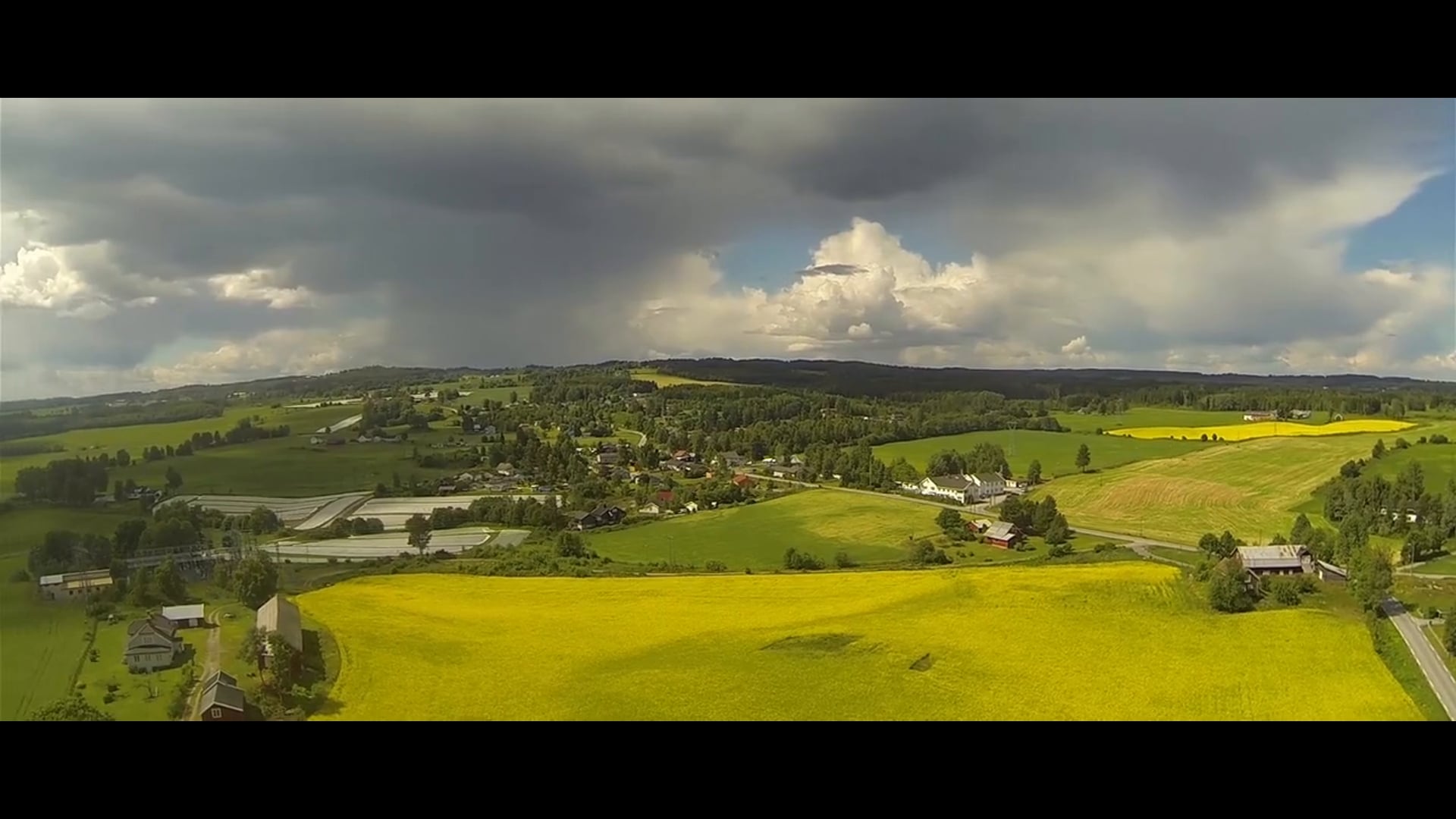Chasing storm clouds and yellow fields
