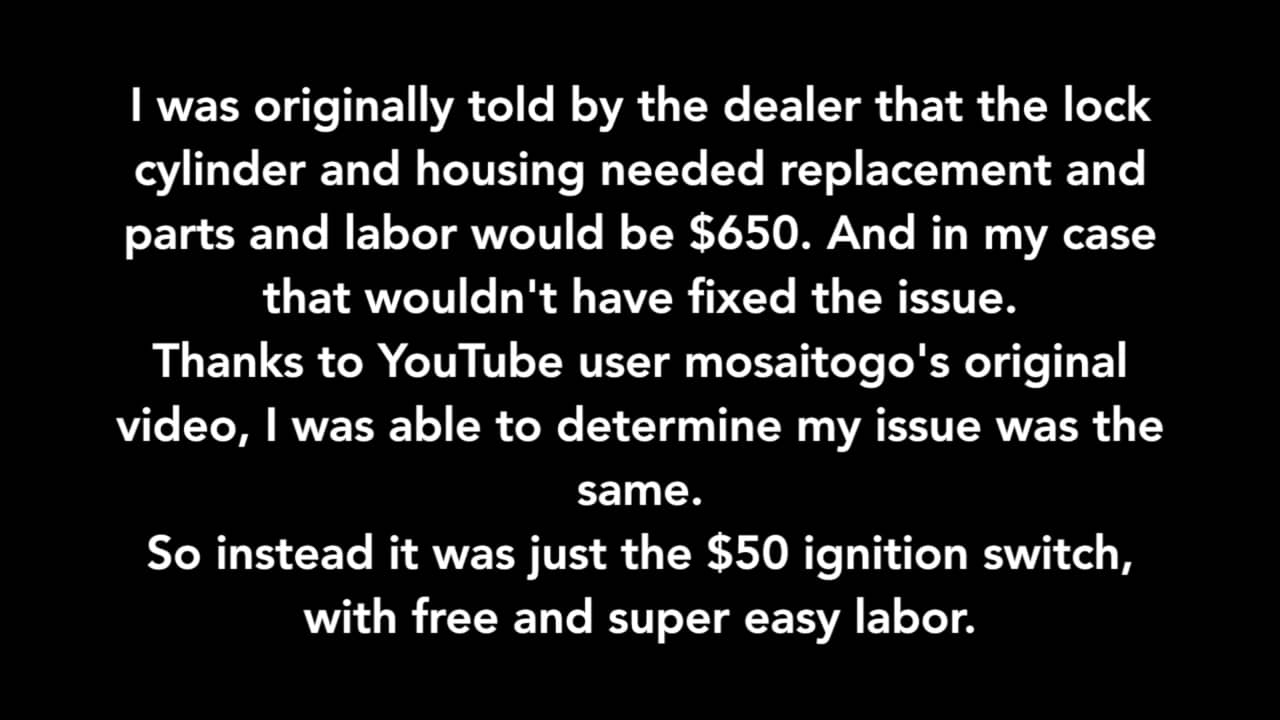 Ignition Switch Issue on Ford Escape 2009 XLT 2.5L I4 on Vimeo