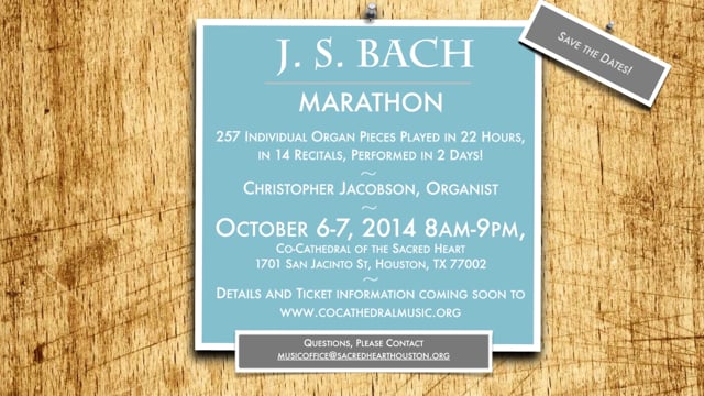 Co-Cathedral presents J. S. Bach Marathon