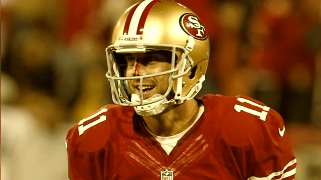 San Francisco 49ers quarterback Alex Smith (11) watches a replay