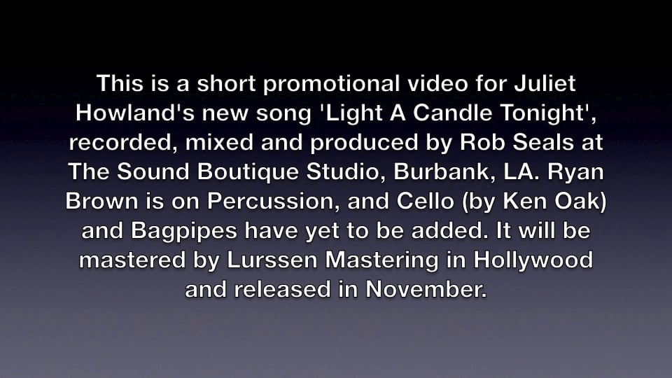 Video 2 Another glimpse into the making of 'Light A Candle' by Juliet