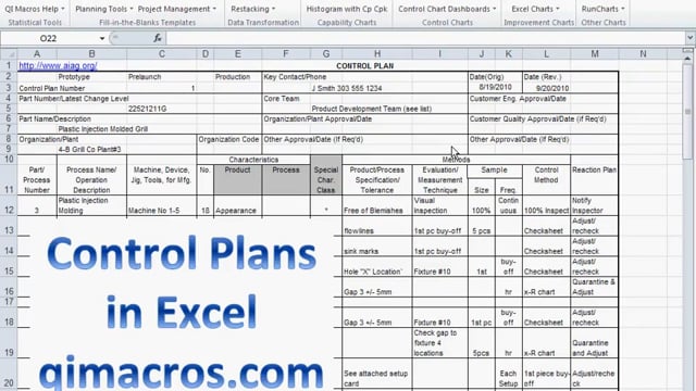 Create Control Plans in Excel