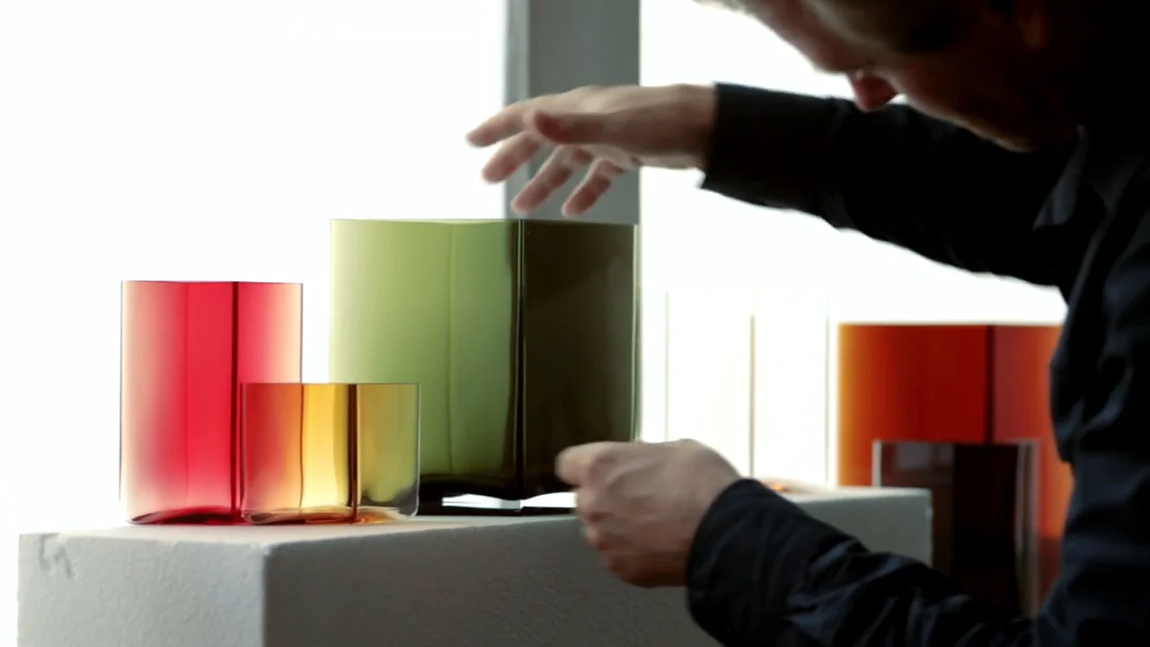 ruutu mouth blown glass vases by ronan and erwan bouroullec for