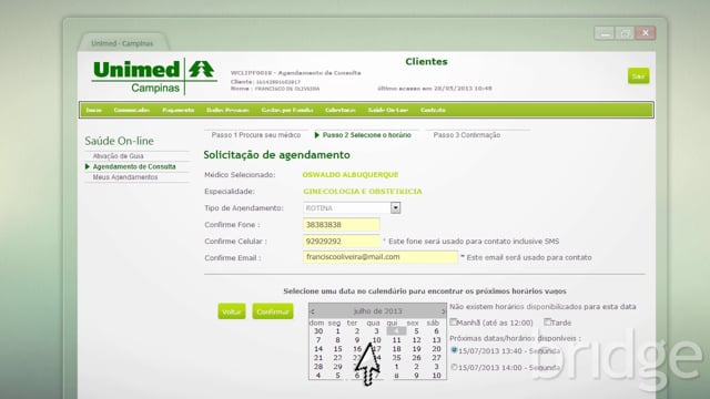 Agendamento Online Unimed Campinas - Trecho