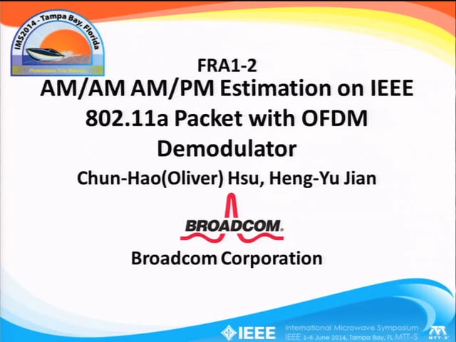 AM/AM AM/PM Estimation on IEEE 802.11a Packet with OFDM Demodulator, [ARFTG83, Hsu]