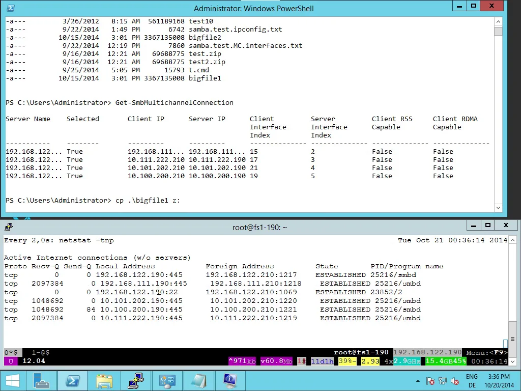 Demo of SMB3 Multi-Channel with Samba on Vimeo