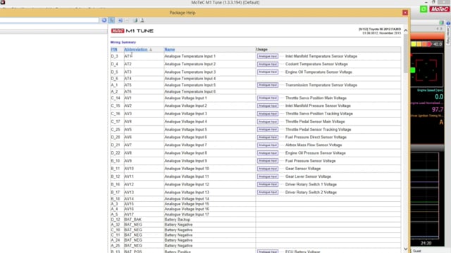 MoTeC M1 Software Tutorial: Package Wiring