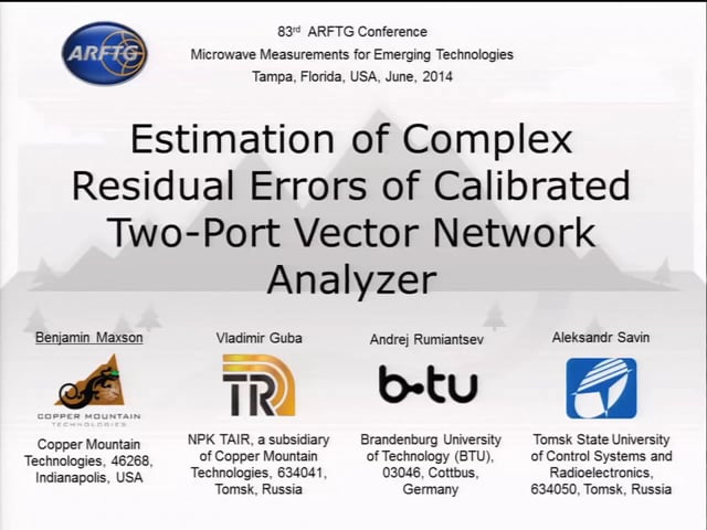 Estimation of Complex Residual Errors of Calibrated Two-Port Vector Network Analyzer [ARFTG83, Maxon]