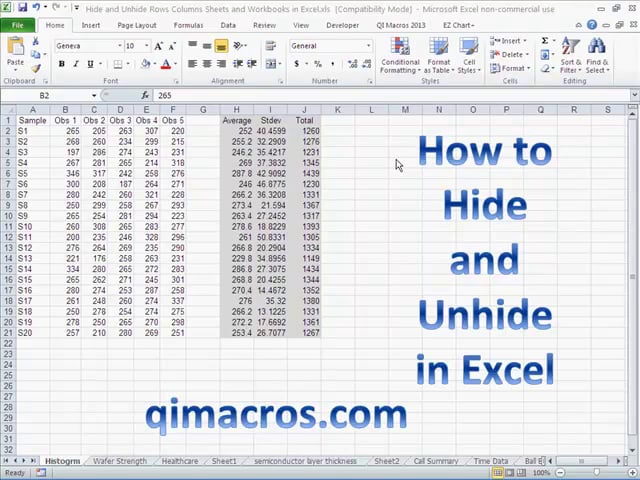 How to Hide/Unhide in Excel