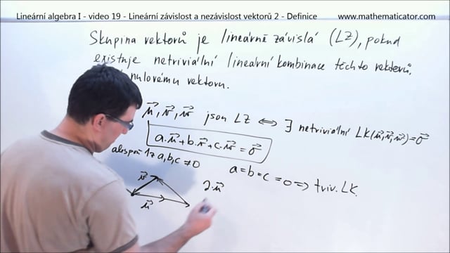 Lineární algebra I - video 19 - Lineární závislost a nezávislost vektorů 2 - Definice