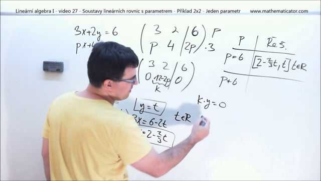 Lineární algebra I - video 27 - Soustavy lineárních rovnic s parametrem - Příklad 2x2 - Jeden parametr