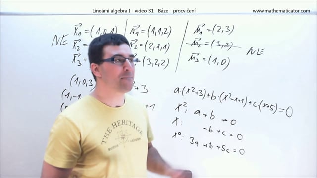 Lineární algebra I - video 31 - Báze - procvičení