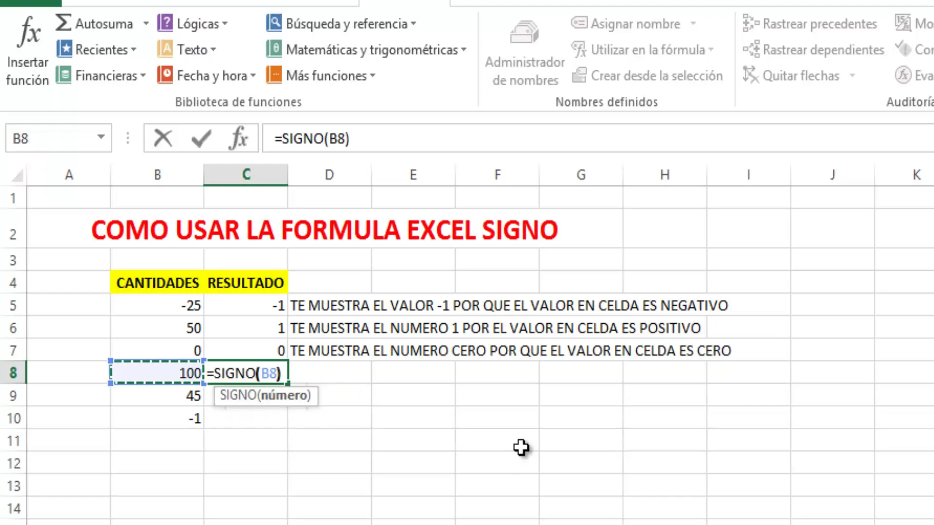 Formula Excel Signo on Vimeo