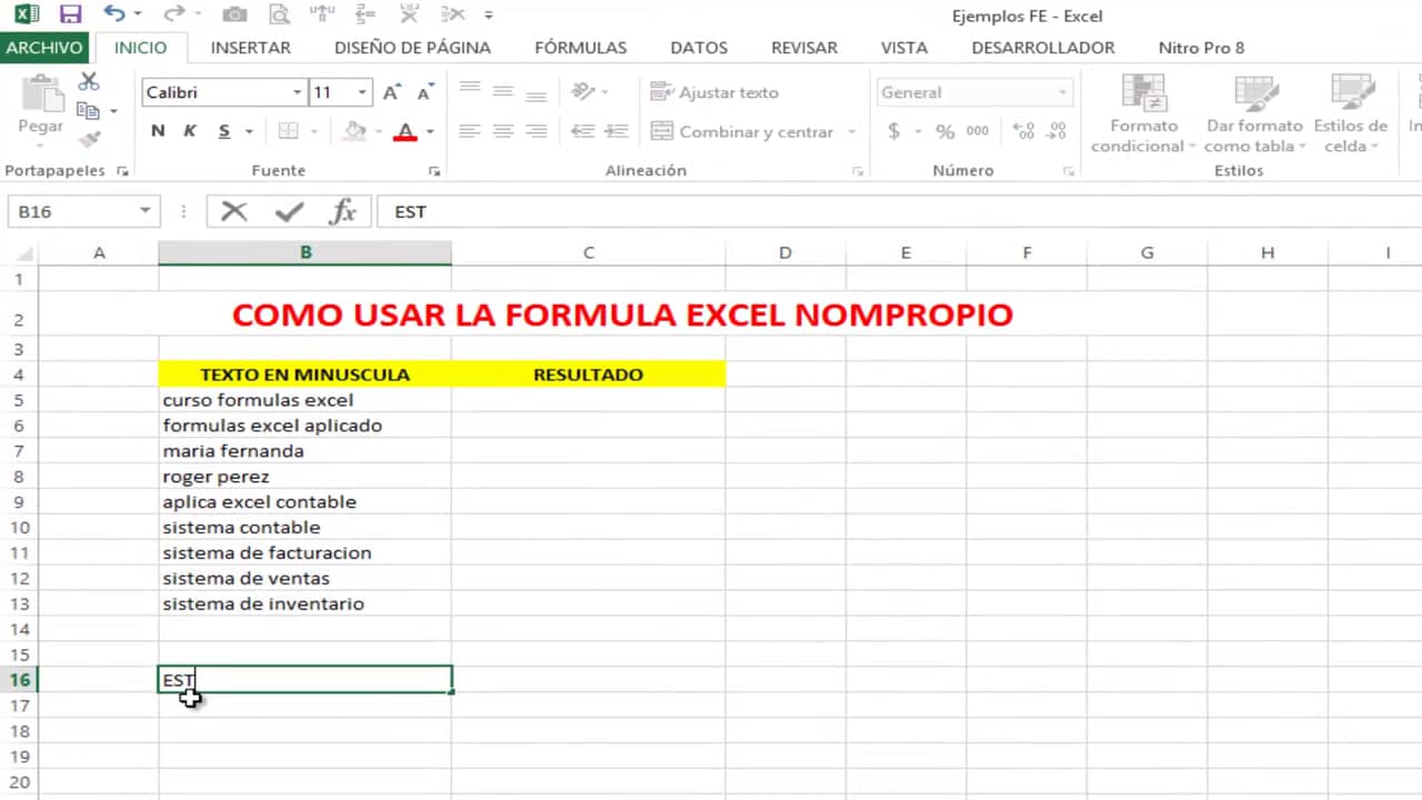 Formula Excel NOMPROPIO on Vimeo