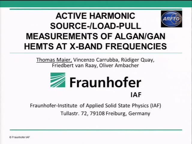 Active Harmonic Source/Load-Pull Masurements of AlGaN/Gan HEMTS at X-Band Frequencies [ARFTG84, Maier]