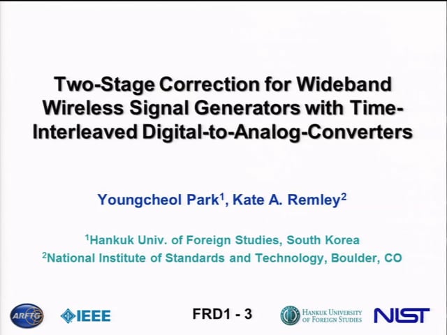 Two-Stage Correction for Wideband Wireless Signal Generators with Time-Interleaved Digital-to-Analog Converters[ARFTG83, Remley}
