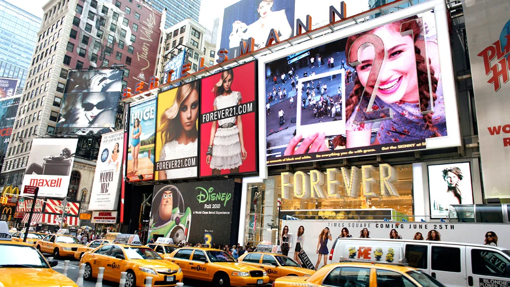 Anti-wool billboard targeting Forever 21 appears in Times Square