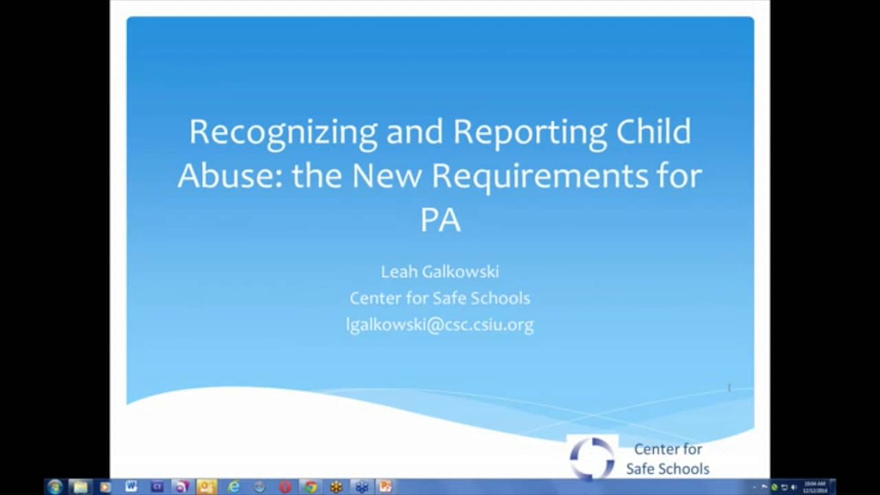 Recognizing And Reporting Child Abuse The New Requirements For Pa On Vimeo