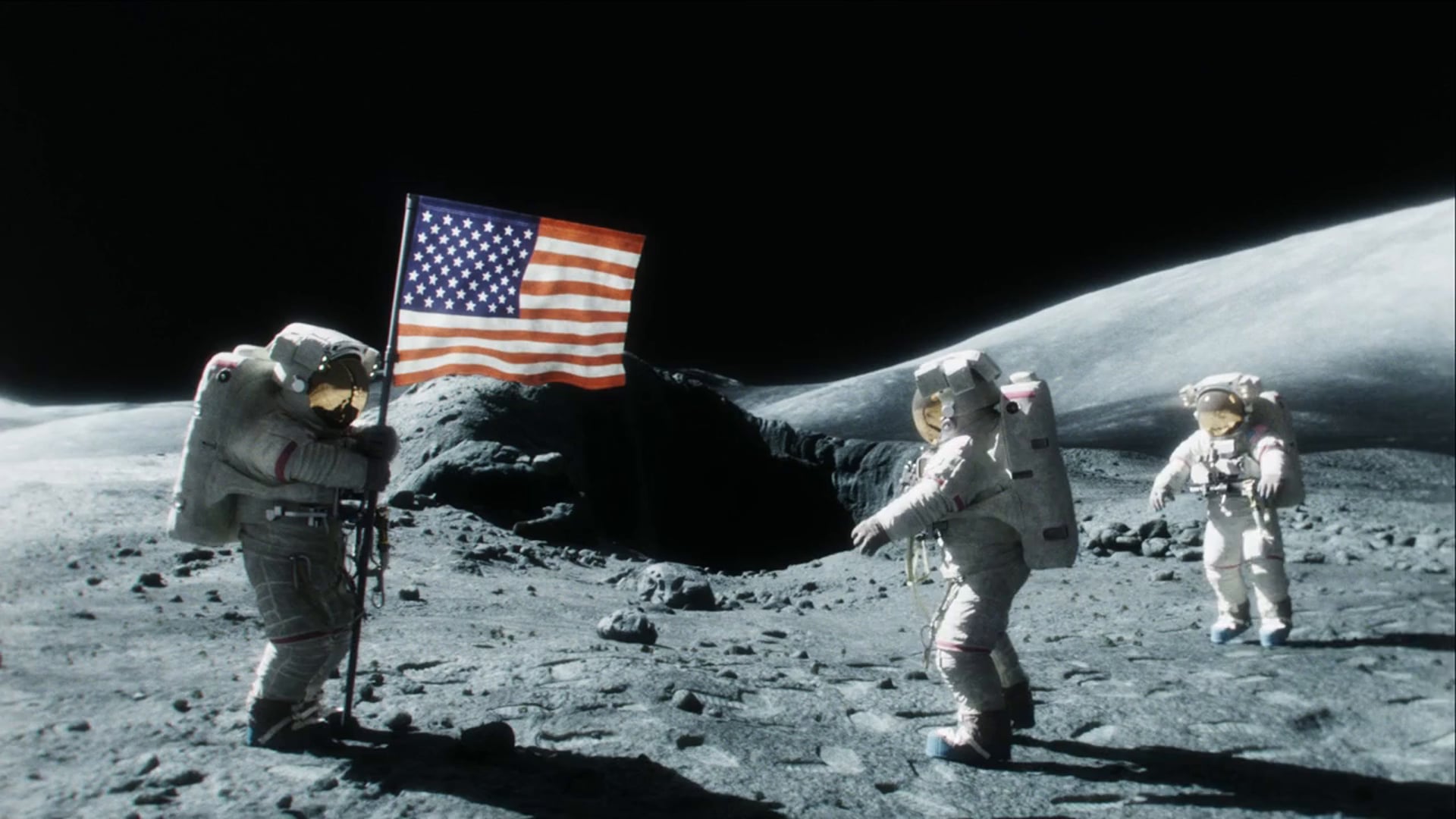 На луне силен. Полёт человека на луну (США, 1969 год). Армстронг флаг на Луне.