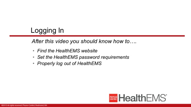 HealthEMS 1001 - Essentials - Logging In