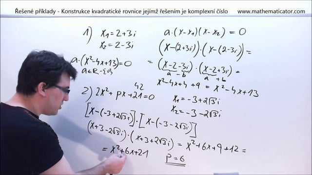 22. Řešené příklady - Konstrukce kvadratické rovnice jejímž řešením je komplexní číslo