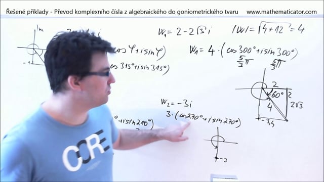 17. Řešené příklady - Převod komplexního čísla z algebraického do goniometrického tvaru