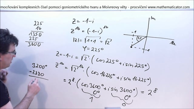 13. Umocňování komplexních čísel pomocí goniometrického tvaru a Moivreovy věty - procvičení