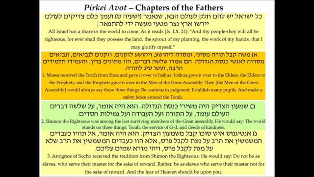 Chapters of the Fathers - Pirkei Avot