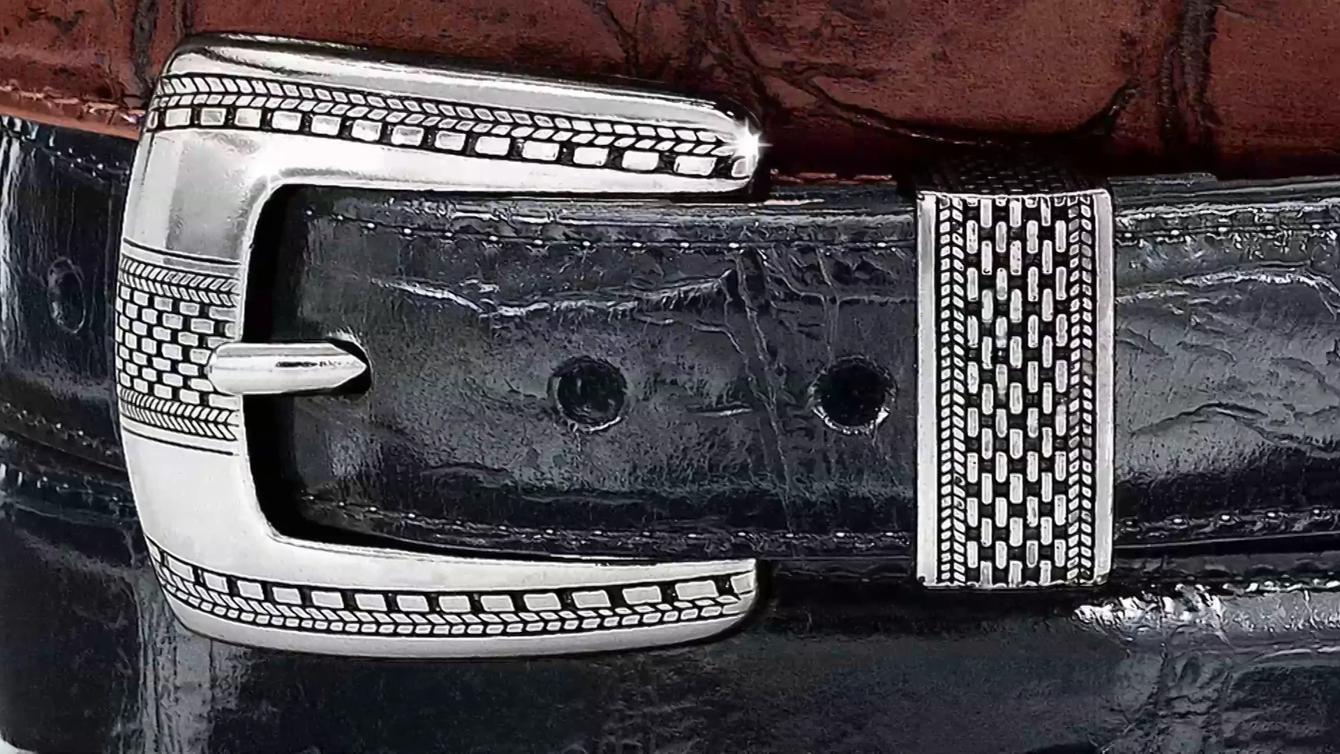 Brighton black leather belt w/ silver ornamentation Brighton Leather Belt Concho Black Western Silver Heart  main image 4