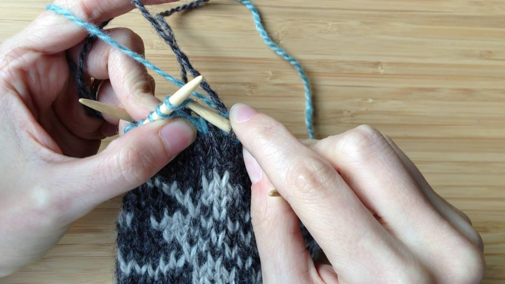 trapping long floats carrying both yarns in your left hand on Vimeo