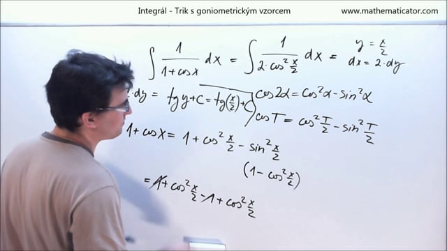 Trik s goniometrickým vzorcem vedoucí na tabulkový integrál