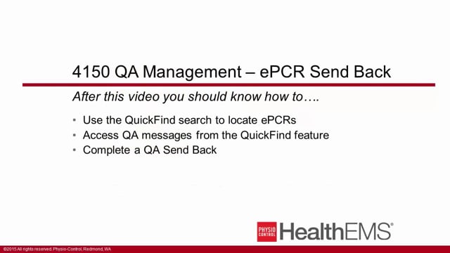 HealthEMS Course 4100: Workflow - QA Management on Vimeo