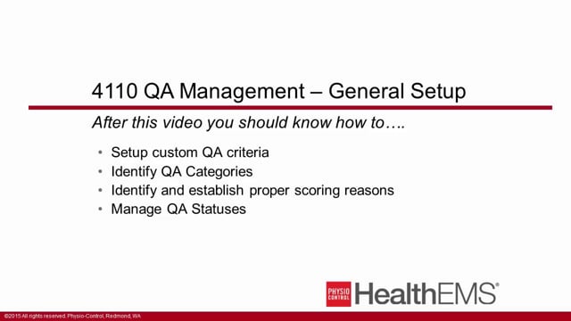 HealthEMS Course 4100: Workflow - QA Management on Vimeo
